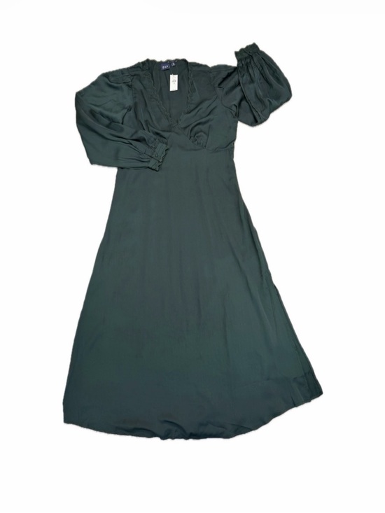 GAP Dresses & Skirts - New GAP Women Satin Empire Maxi Dress  Essex Green V neck Long Sleeve M Tall